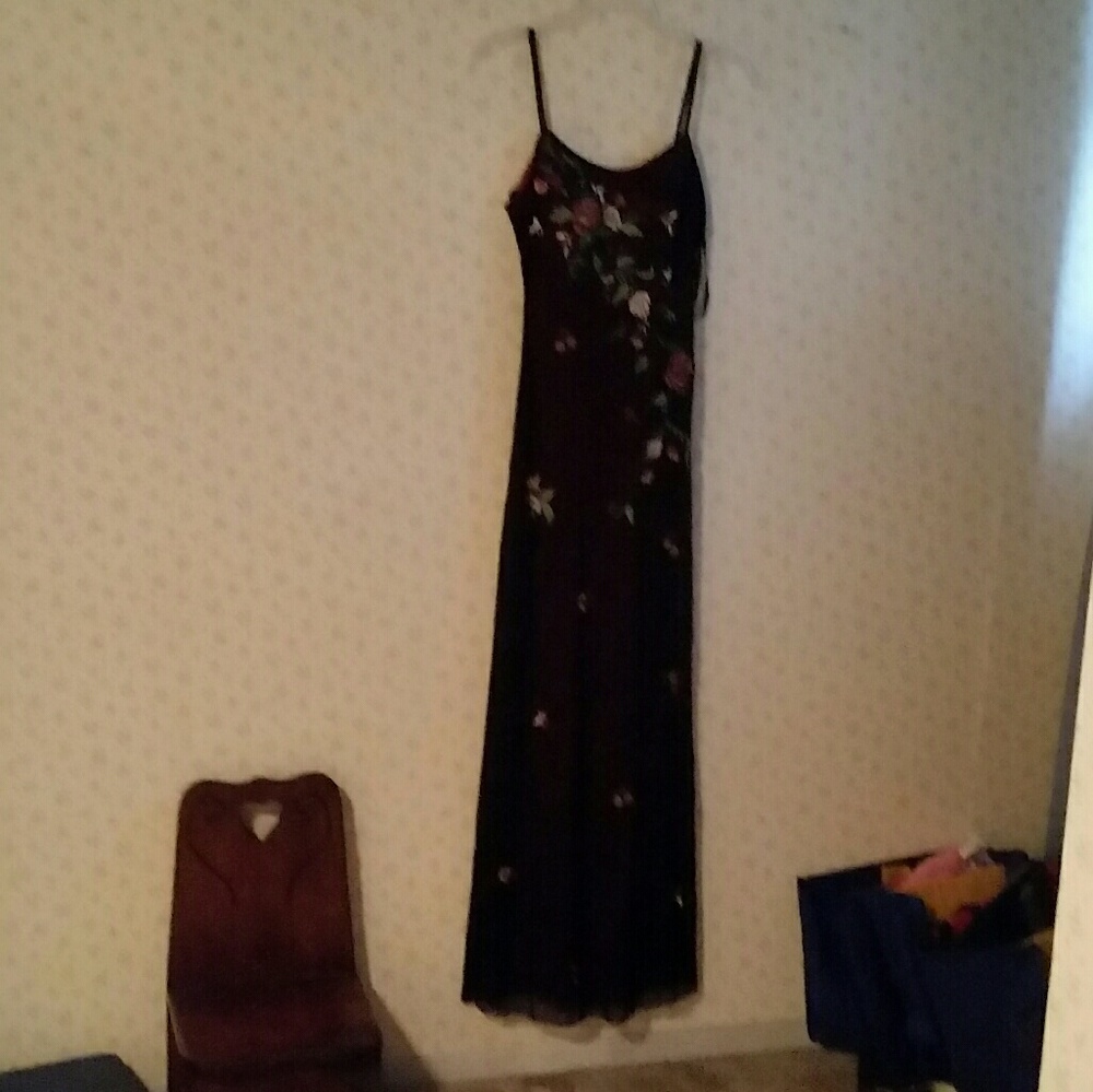 Formal red dress with black over it